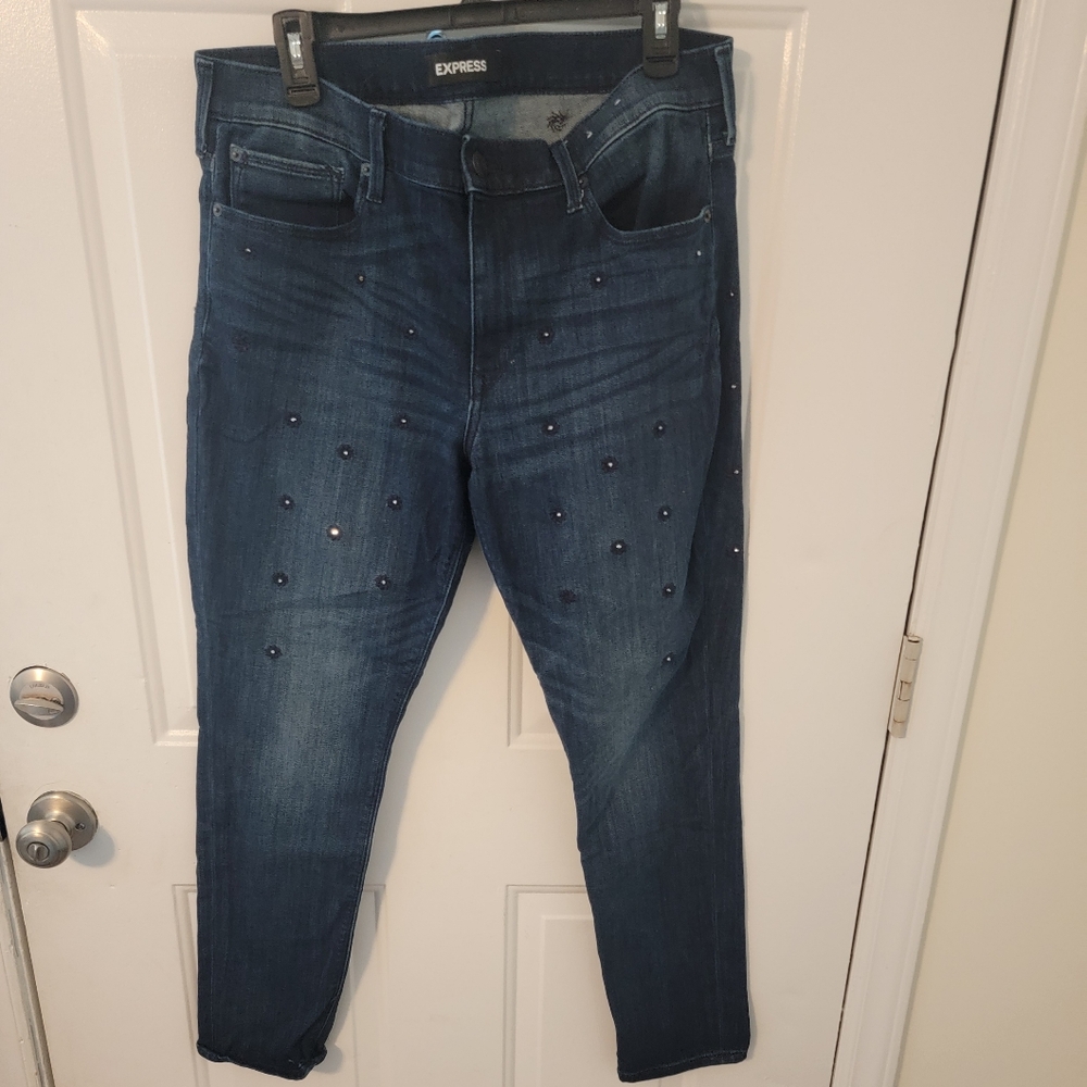 Express legging mid-rise jeans with rhinestone detail size 14R